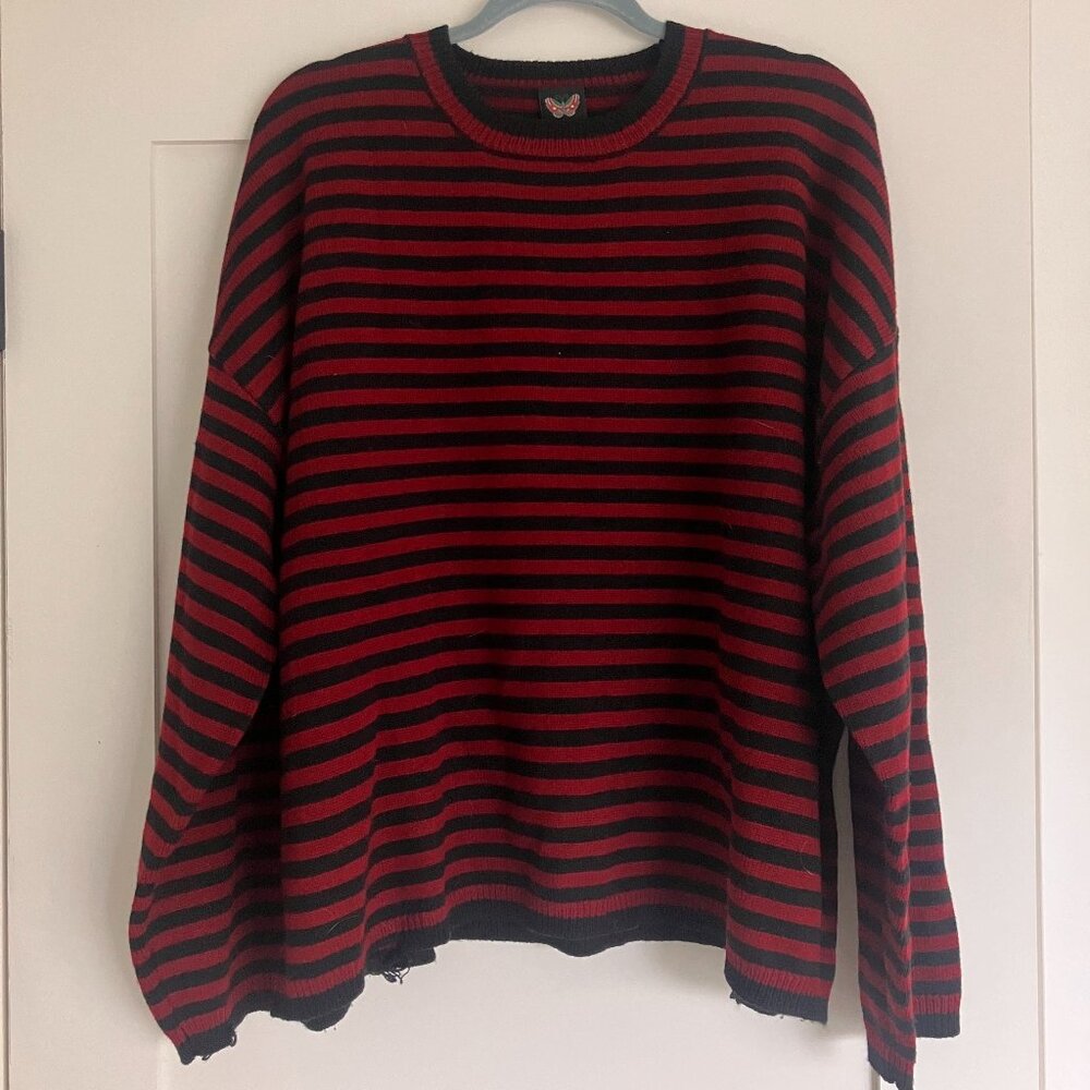 Parker Striped Sweater - red/black